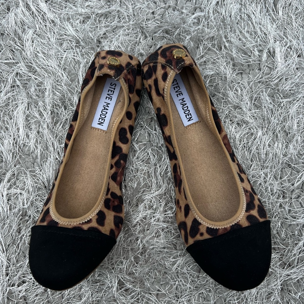 STEVE MADDEN BABETTE BALLERINA FLATS LEOPARD ANIMAL PRINT